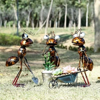30cm big metal ant model garden decoration sculpture home terrace lawn yard statue decoration with removable bucket ch