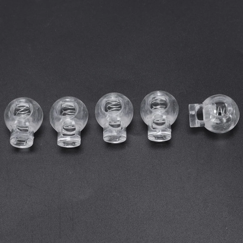 50 шт прозрачный пластик 5 мм одно отверстие для шнура Стопперы шнур замок