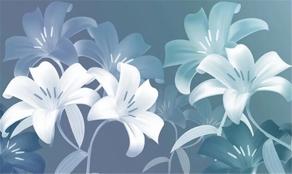 

milofi custom wallpaper mural 3D modern hand-painted flower lily small fresh Nordic TV background wall fashion mural