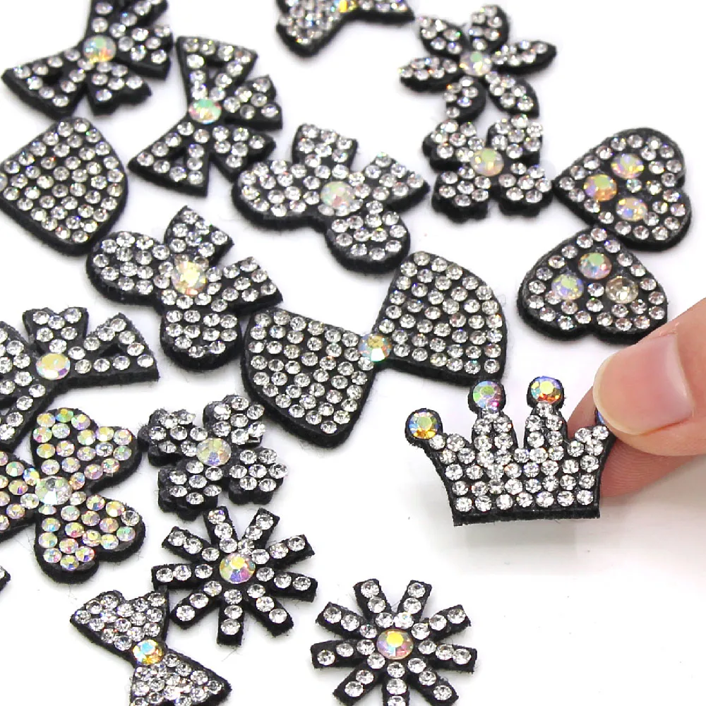 Нашивки AB Стразы Цветок/корона/бабочка/банты/Аппликация в форме сердца для