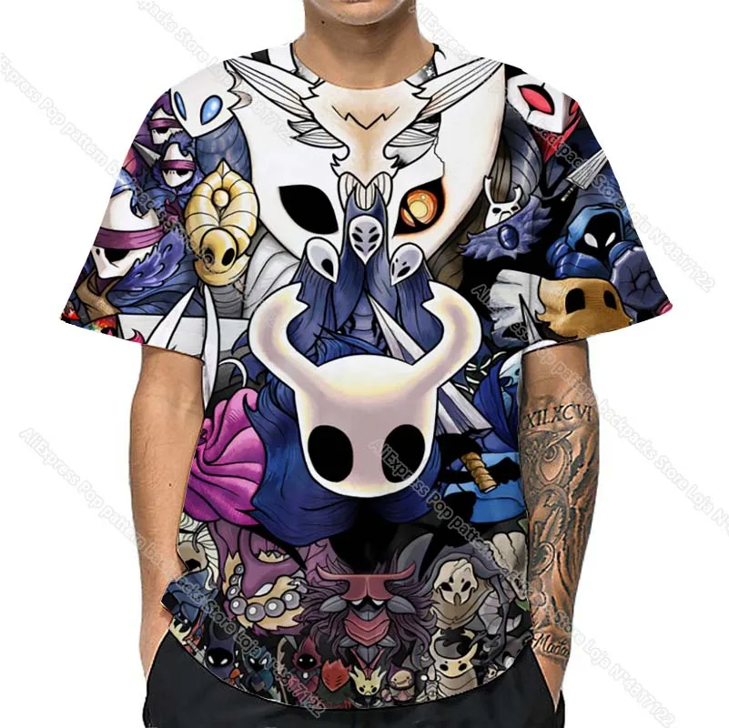 

Summer Men Hollow Knight T Shirts Male 3D Cartoon Anime T-shirts Unisex Short Sleeves Tshirts Tees Harajuku Streetwear Camiseta