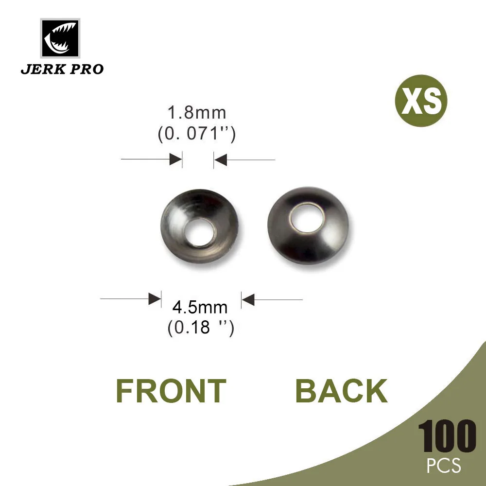 JERK PRO 100PCS Size XS Stainless Steel Round Cap for Propeller Cup Washers DIY Topwater Popper Fishing Lure Parts