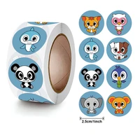 500pcsroll cute animal reward stationery stickers for kids 8 designs cartoon sticker for gift box decoration stickers 1 inch