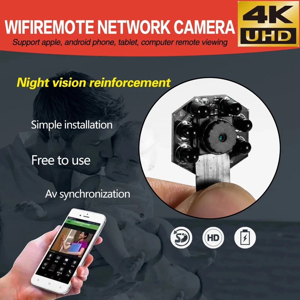 Мини камера HD 1080P Wi Fi IP микро портативная беспроводная модульная видеокамера с