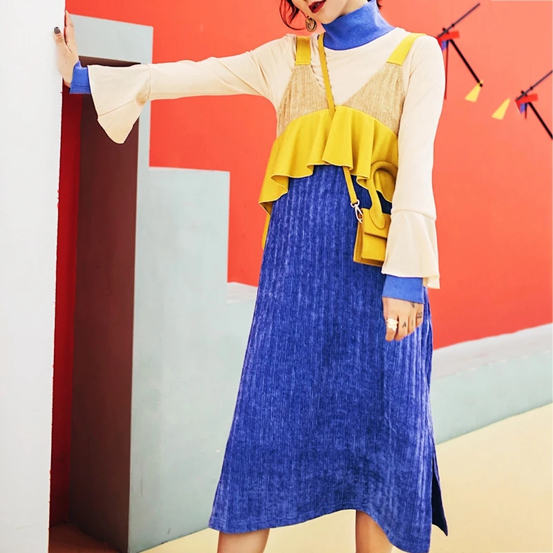 RealShe женское платье макси комплект из 2 предметов высокая горловина полный рукав