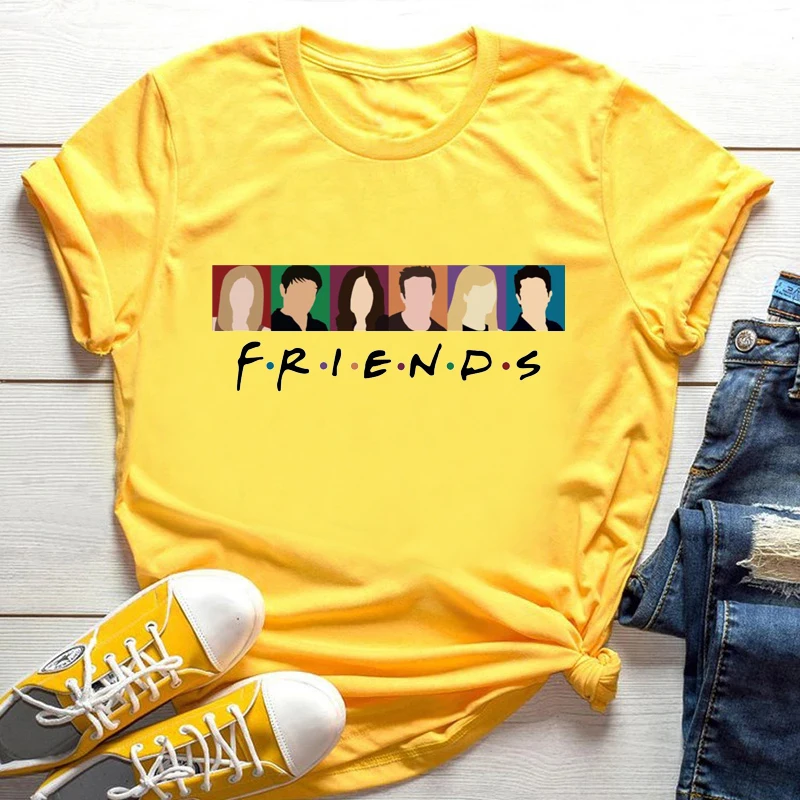 

Friends Letter Printed Simple Female T-shirt Popular 90S Harajuku Style Women Short-sleeved T-shirt Loose Casual Streetwear