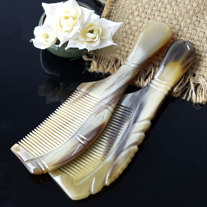 Натуральный вьетнамский гребень из рога буйвола Изысканный резной для волос