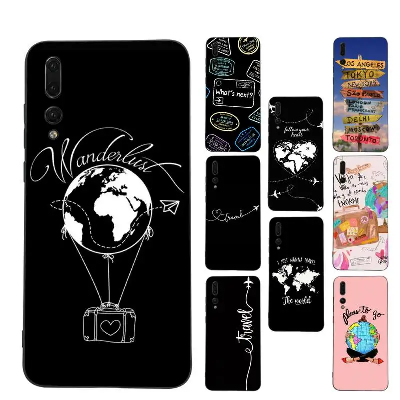 

World Map Travel Just Go Phone Case Soft Silicone Case For Huaweip30lite p30 20pro p40lite P30 Capa