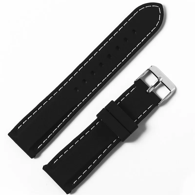 black white 1 18 мм 20 мм 22 мм силиконовый ремешок резиновый ремешок для часов Seiko 5 SRP SKX007 ProPex PADI Casio Edifice часы браслет спортивный человек - Цвет ремешка: black white 1