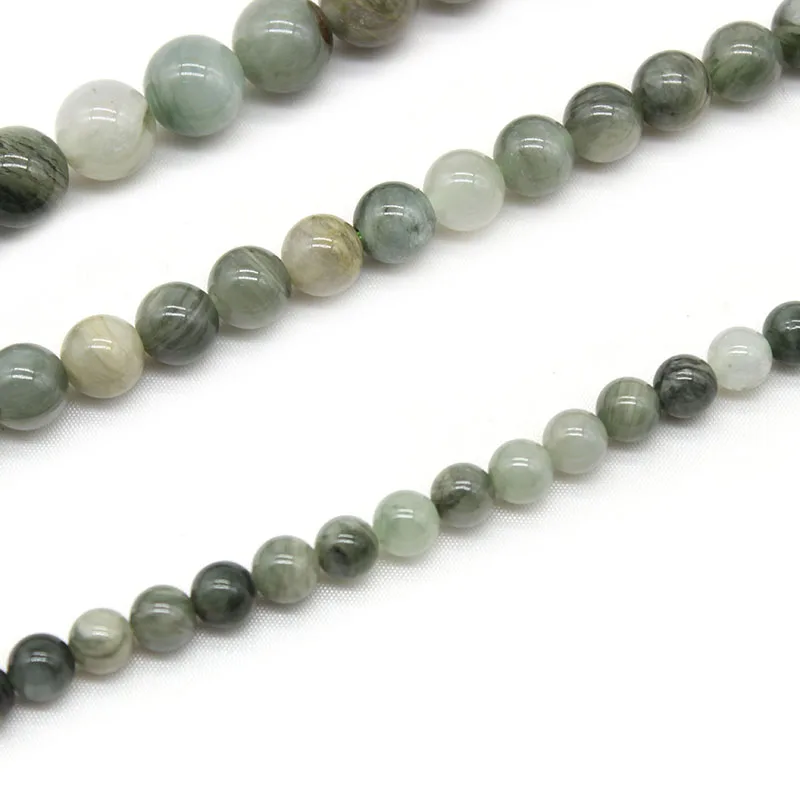 Натуральные зеленые каменные бусины круглой формы для создания украшений своими руками - браслетов и ожерелий. Полоса 15 дюймов. 4/6/8/10/12 мм.