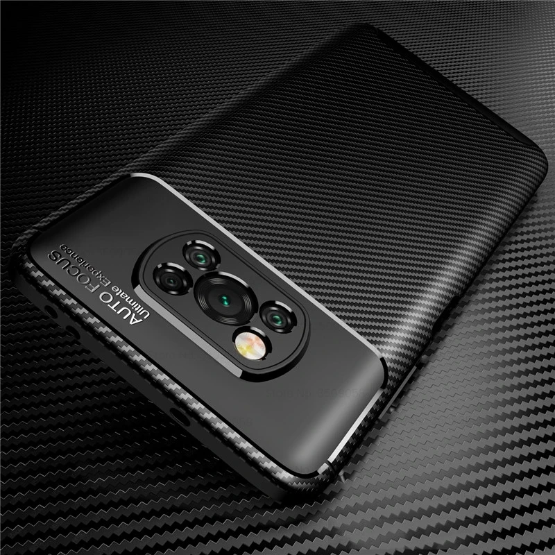 x3poco case carbon fiber phone covers for xiaomi pocophone little poco x3 x 3 pro 3x pocox3 nfc soft silicone shockproof coque free global shipping