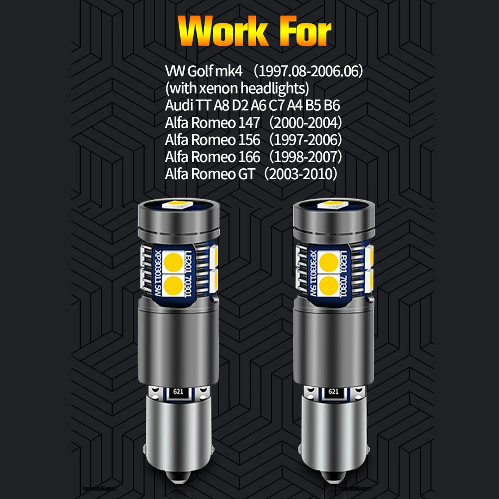 2pcs LED Clearance Light Bulb Lamp H6W BAX9S 64132 Canbus For VW Golf mk4 Audi TT A8 D2 A6 C7 A4 B5 B6 Alfa Romeo 147 156 166 GT |