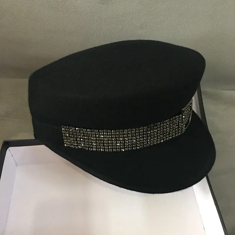 Новая модная женская черная фетровая зимняя шапка для взрослых шерстяная с