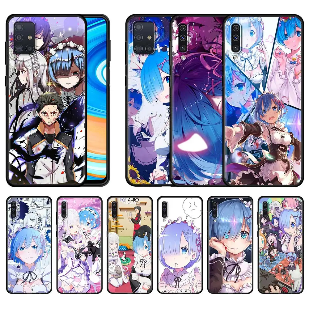 

Case For Samsung Galaxy A51 A71 A21s A31 A12 A41 A52 4G A11 A72 5G A02s Black Soft Phone Cover Shell Anime Rem Re Zero