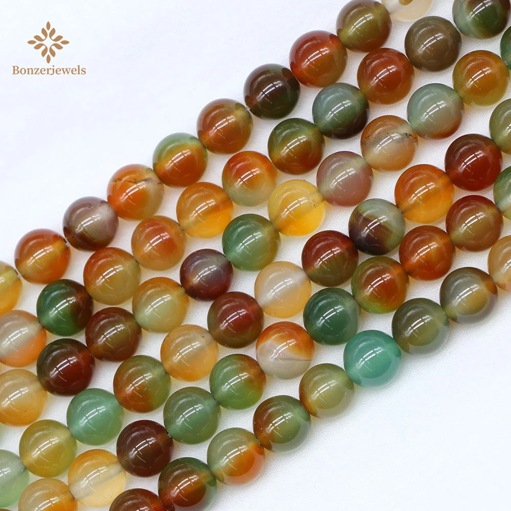 

Stone Peacock Natural Agates Bead Round Gem Loose Spacer Beads For DIY Bracelet Jewelry Making Findings Wholesale