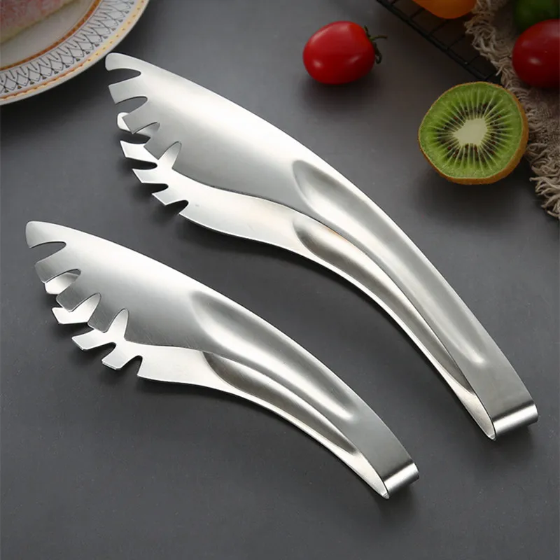 

Semi-Circular Tooth Kitchenware BBQ Tongs Food Steak Buffet Clamp Cake Clip Stainless Steel Kitchen Home Cooking Utensils