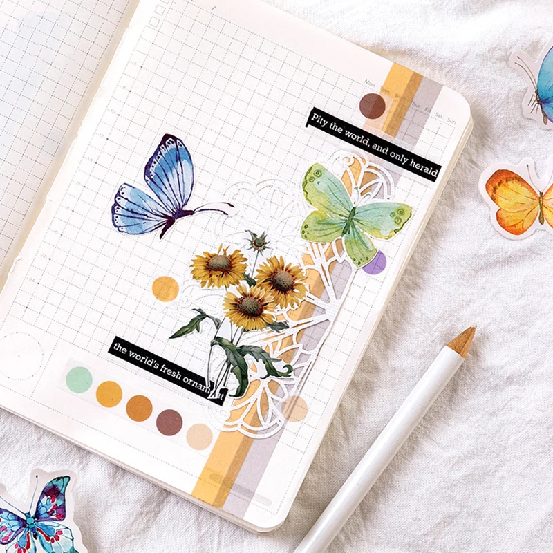 

46Pcs/Box Cute Butterfly Stickers Creative Stationery Stickers Lovely Adhesive Stickers For Kids Diary Scrapbooking Photo Ablums