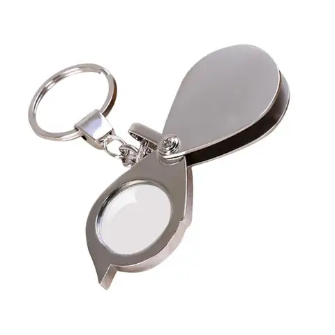 15X Лупа металлическое серебро складной портативный мини изысканный прочный брелок для ключей стеклянная Карманная Лупа инструмент подарочные принадлежности