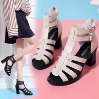 the new gladiator fashion women sandals 2020 party zip buckle cover heel thick heel leisure breathable 8cm high heels solid open