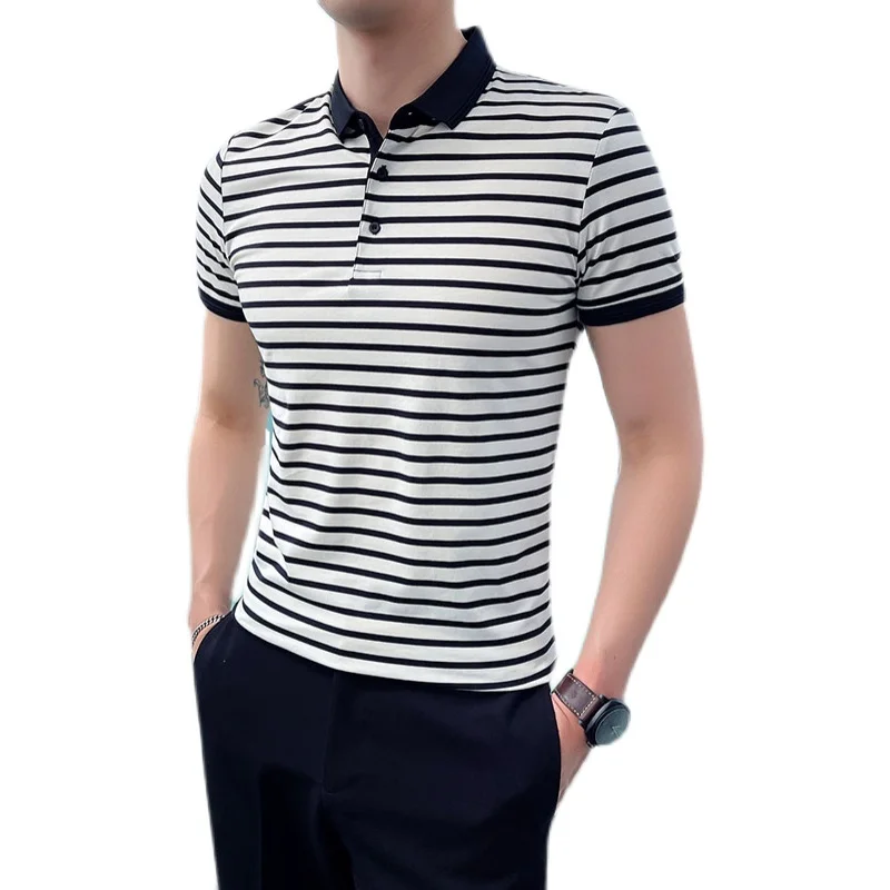 

British Style Summer Polo Shirt Men Short Sleeve Slim Fit Business Casual Polo Shirts Male Lapel Social Tee Tops Streetwear