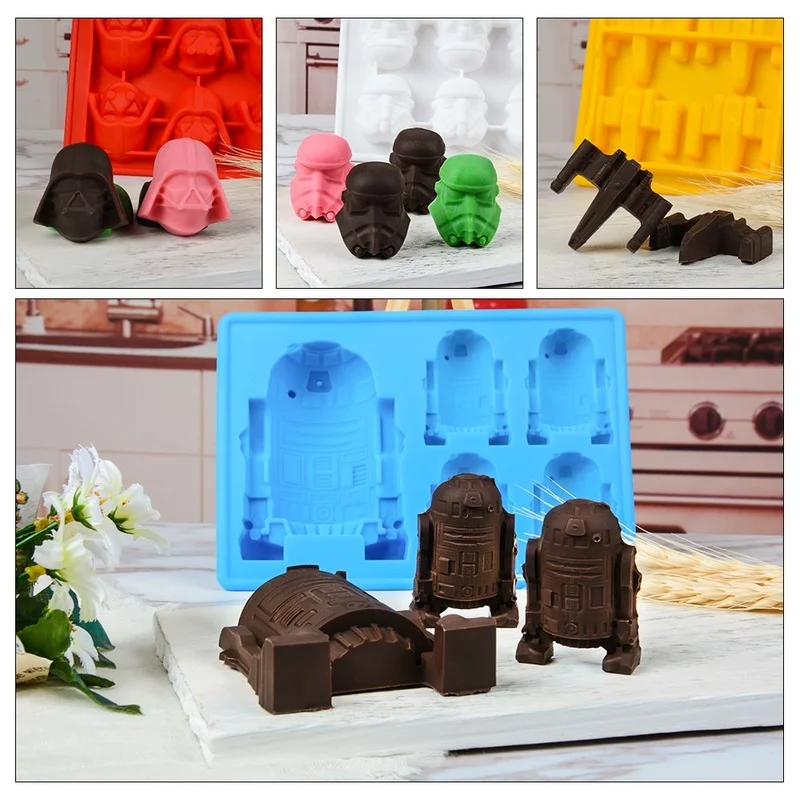 

3D Cartoon Silicone Mold for Baking Chocolates Gummy Candy Ice Mould Soaps Gypsum Form Plaster Molds for Star War Fans