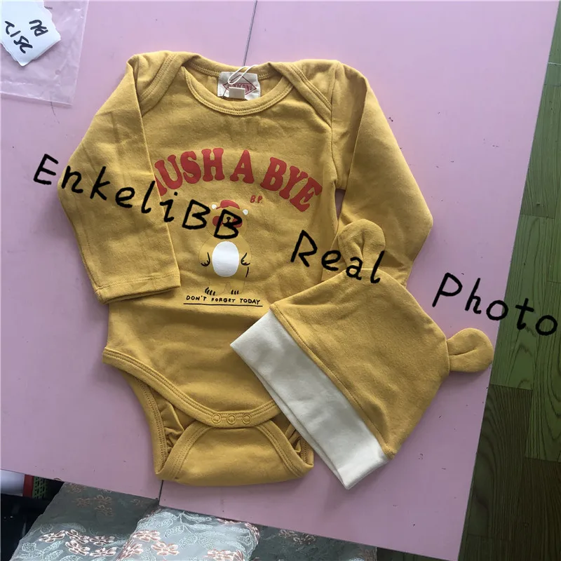 Корейский детский брендовый комбинезон с шапочкой; сезон осень-зима; Bebe De Pi*; Детский комбинезон для мальчиков и девочек; модные комплекты для новорожденных