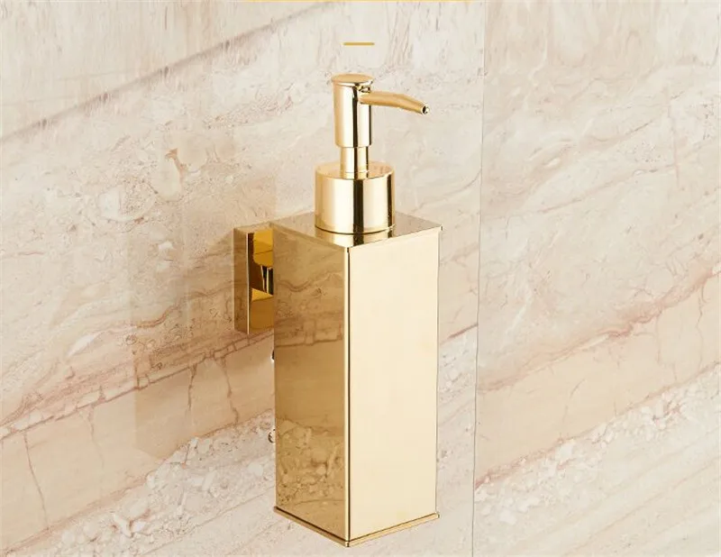 Liquid Soap Dispenser Hand Kitchen Sink Soap Container 304 Stainless Steel Gold Bathroom Shampoo Holder Wall Mounted Bottle