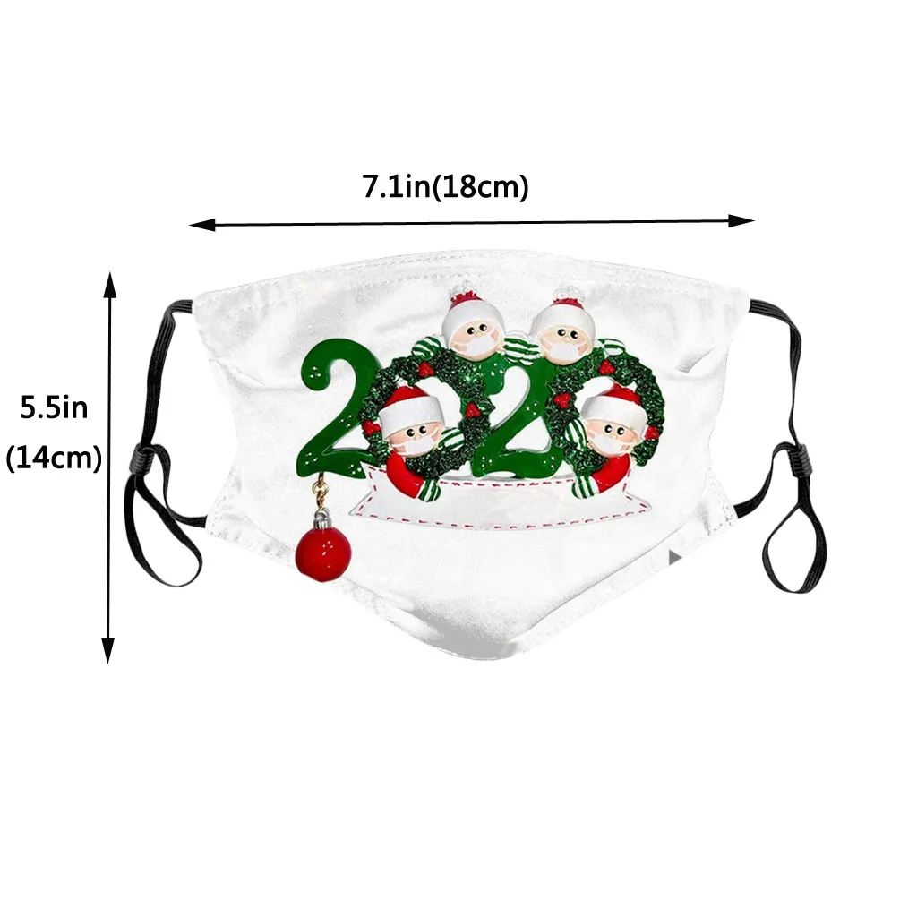 

Adult Christmas Printed Mask With 2 Filters And Adjustable Ear Straps Reusable Washable Mascarillas Breathing Masque Face Mask