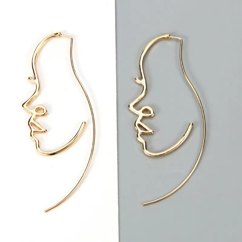 

1 Pair Creative Abstract Face Contour Shape Earrings Minimalism Simple Elegant Design Female Danglers Jewelry Gift