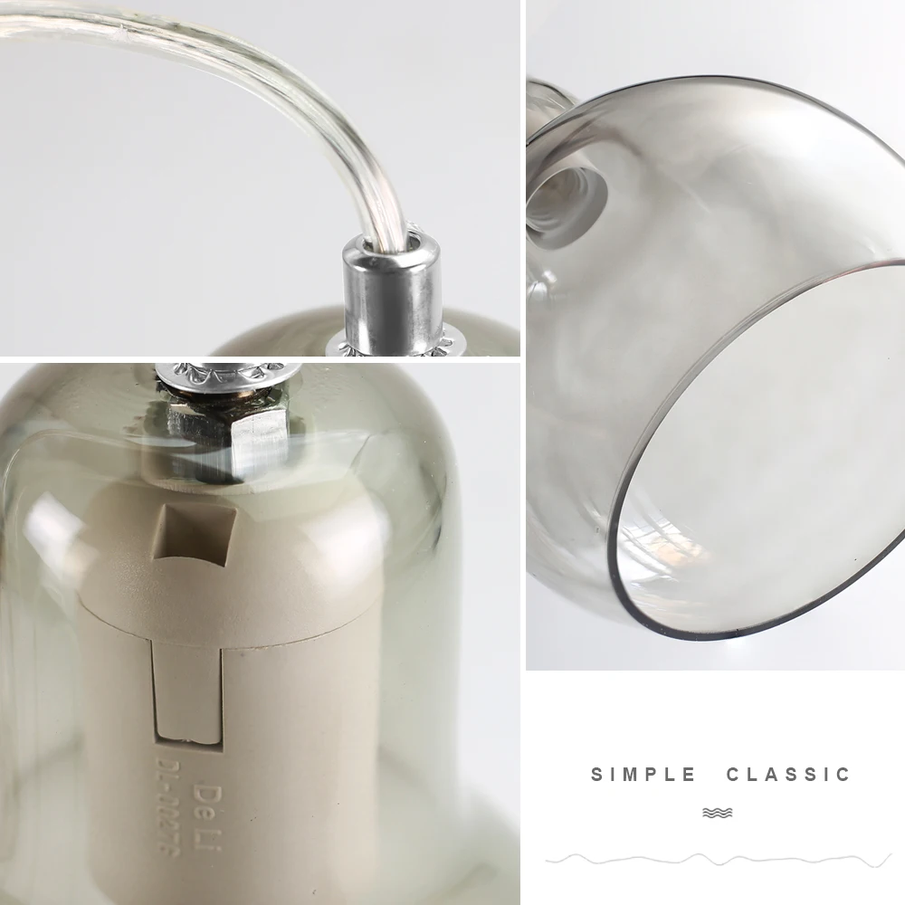 Современная подвесная стеклянная лампа в скандинавском стиле светодиодная E27