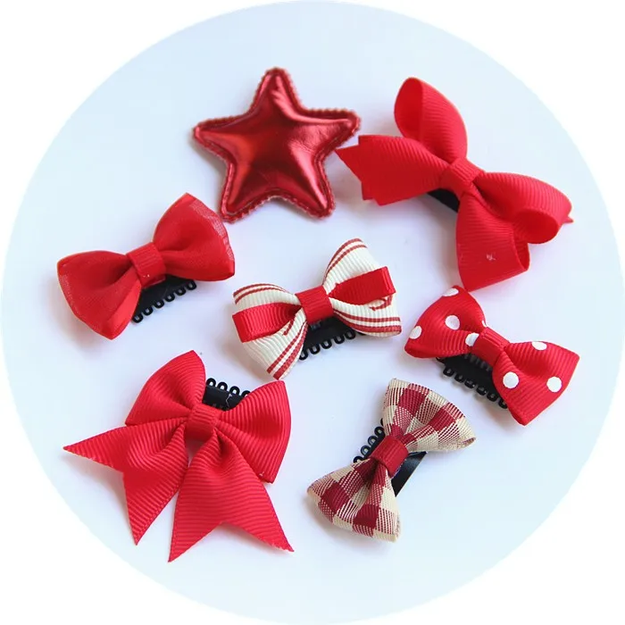 1 комплект = 7 шт Мода для девочек Набор шпилек ручной работы бант из ткани заколки