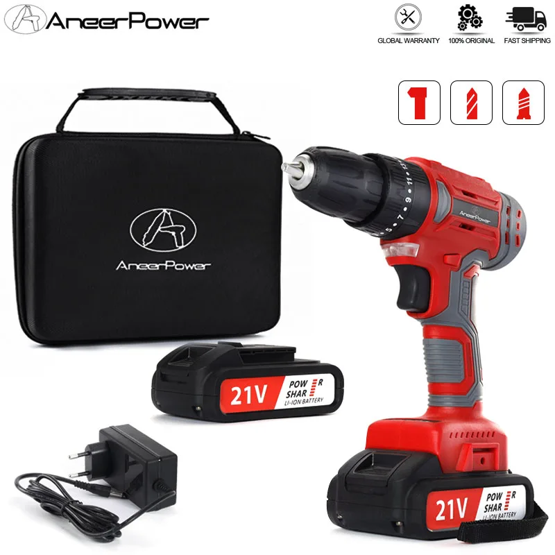 

Wireless 21V Brushless Electric Screwdriver Electric Drill MultiFunction Rechargeable 1.5Ah Lithium Battery 2 Speed Impact Drill