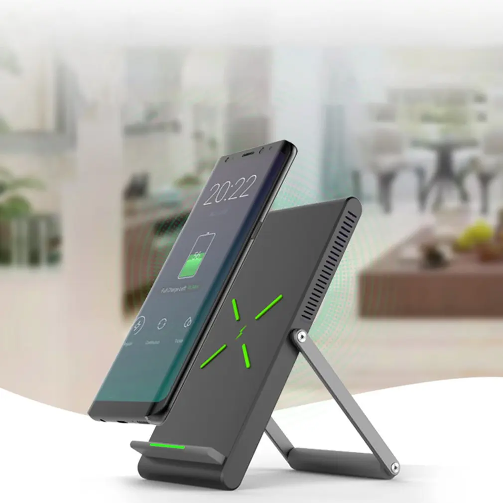 Складная Qi Беспроводная зарядка мобильный телефон держатель Цифровая двойная