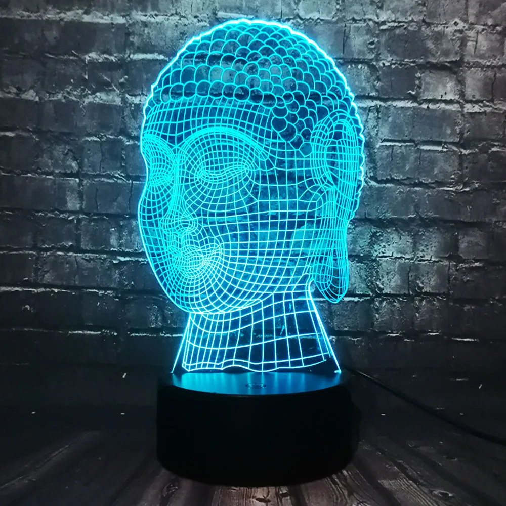 Новинка 3D голова Будды Tathagata Bless предприятие домашнее украшение светодиодная USB