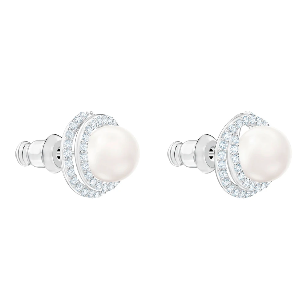 

SWA Classic Pop New Pearl Crystal Pierced Earrings Elegant Simple Lady For Girlfriend Luxury Jewelry Romance Gift