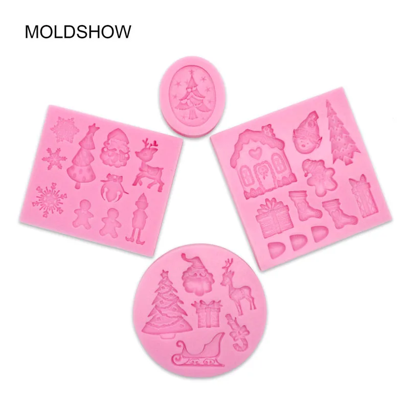 Набор из 4 силиконовых форм для рождественской