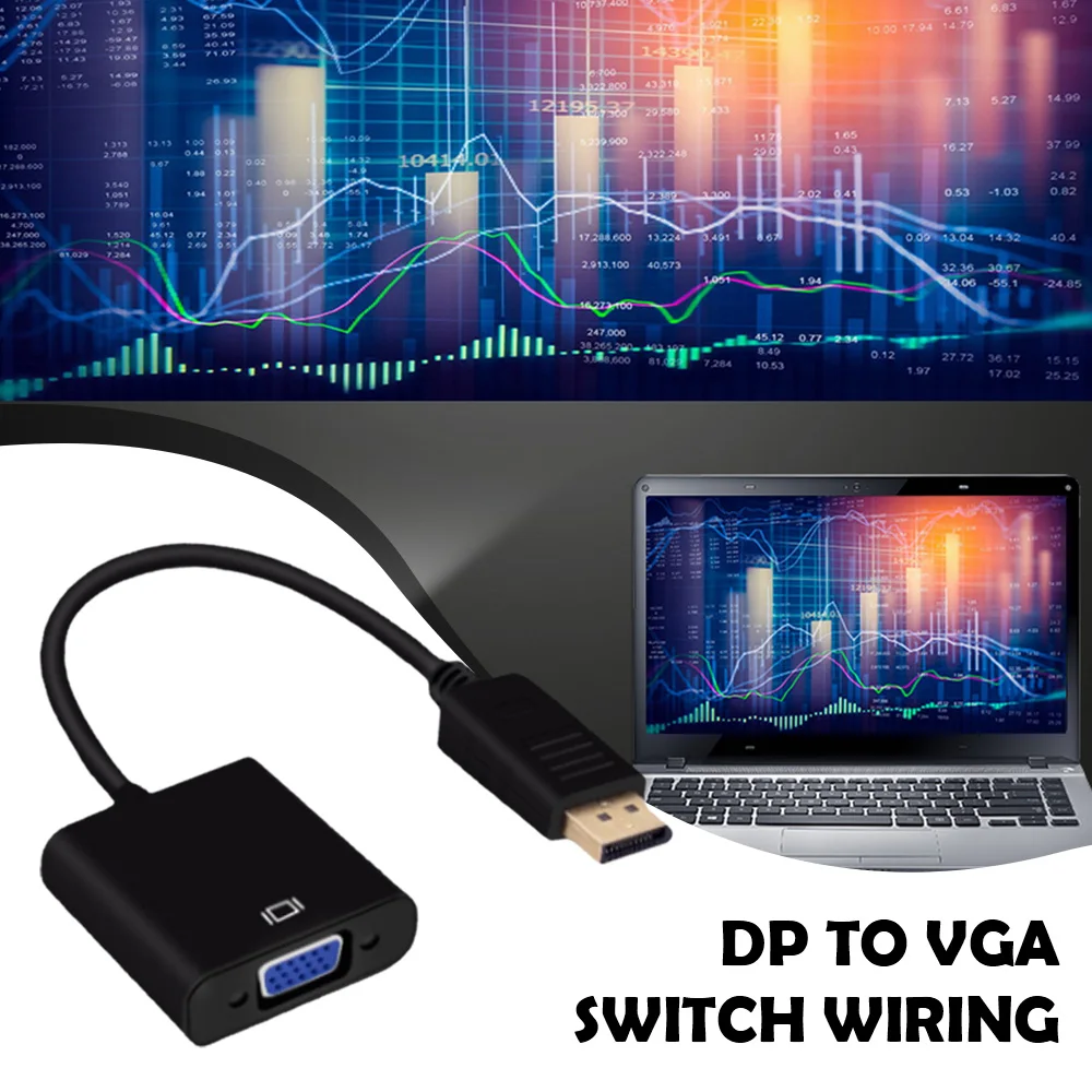 

DP to VGA Adapter Cable Display Port Male to Female Converter for PC Computer Laptop HDTV Monitor Projector