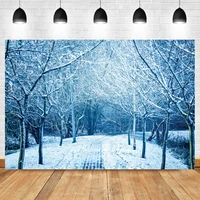 laeacco christmas winter white forest footpath natural landscape photo background photographic backdrop for photo studio