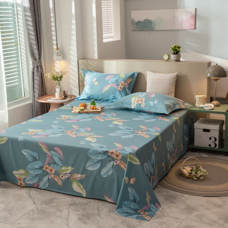 

1pc Plant Floral Fitted Sheet Cotton Bedding Sheets Twin Full Queen King Size Bed Flat Sheet Bedspreads for Beds No Pillowcase