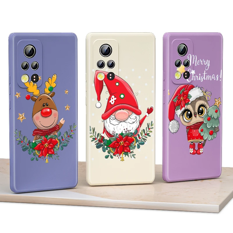 

Cute Owl Christmas for Honor 50 30 20 10 10X 9X 9S 9C Pro Lite 5G Liquid Silicone Soft Cover Shockproof Phone Case