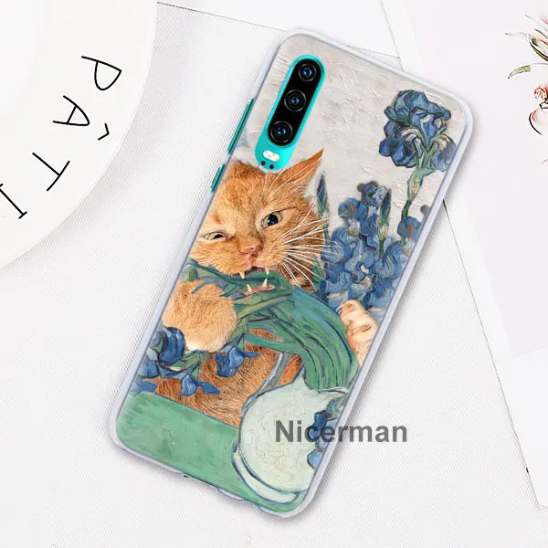 Забавный Pat Cat Art painting красочные милые чехлы для телефонов huawei P30 Pro P10 P20 Lite P30 Lite P Smart Plus Жесткий Чехол для ПК Co - Цвет: 15
