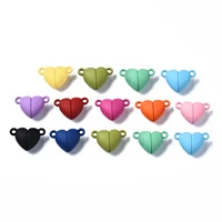 100sets heart shape colored spray painted alloy magnetic clasps for diy valentines day couple bracelet necklace making supplies