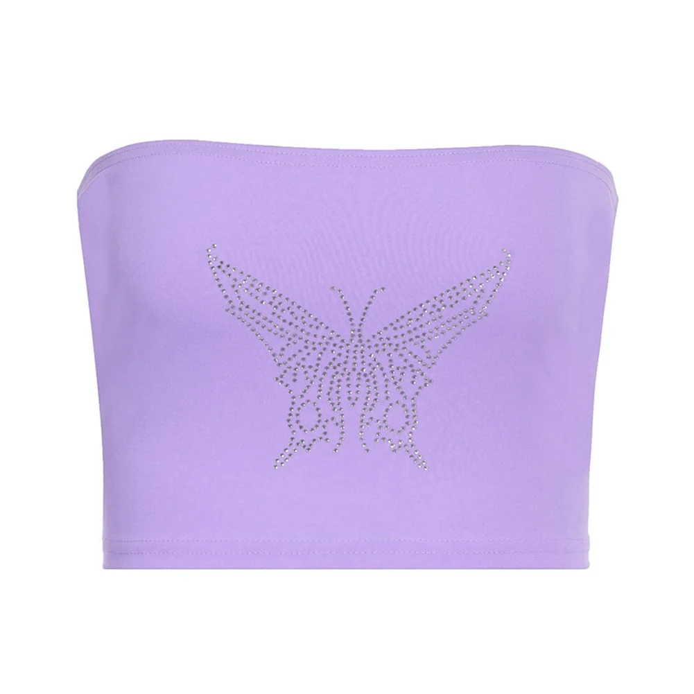 

Кроп-Топ женский с бабочками, пикантный однотонный модный уличный клубный Топ без рукавов, лето