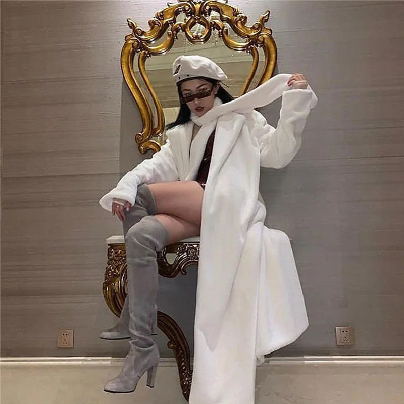 Однотонный кардиган из искусственного меха длинный Тренч зимняя женская модная