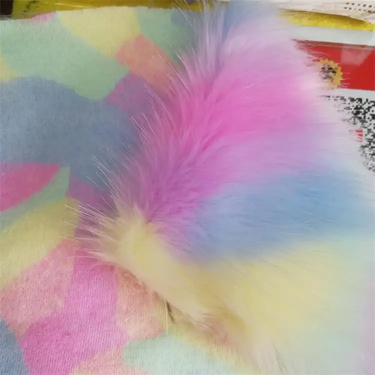 

Jacquard plush Rainbow fox fur pile 30-45MM faux fur fabric,fabric for dolls,quilting fabric