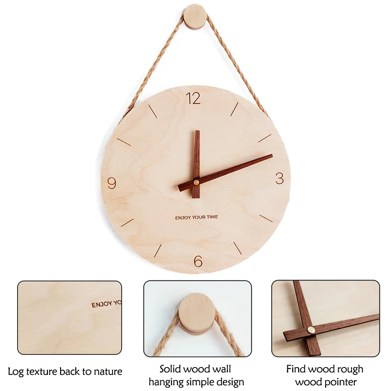 

New Wall Clock Wooden Nordic Japanese Modern Design Wooden Wall Clocks Home Living Room Clock Decoration Creative Gifts Watches