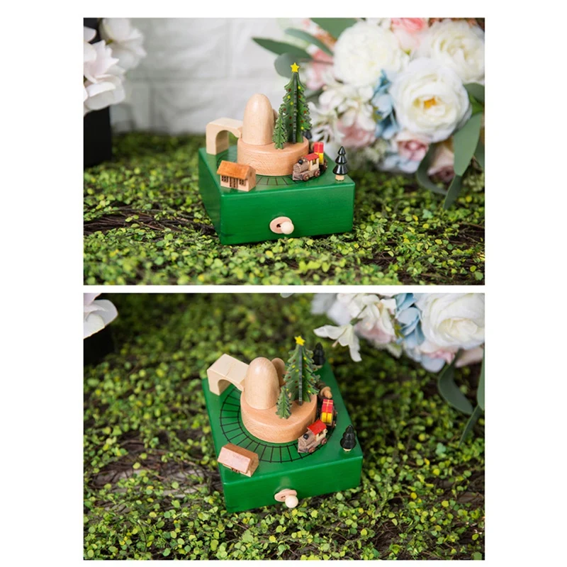 

Carousel Musical Boxes Wooden Music Box Wood Crafts Retro Birthday X-Mas Gift Vintage Home Decoration Accessories