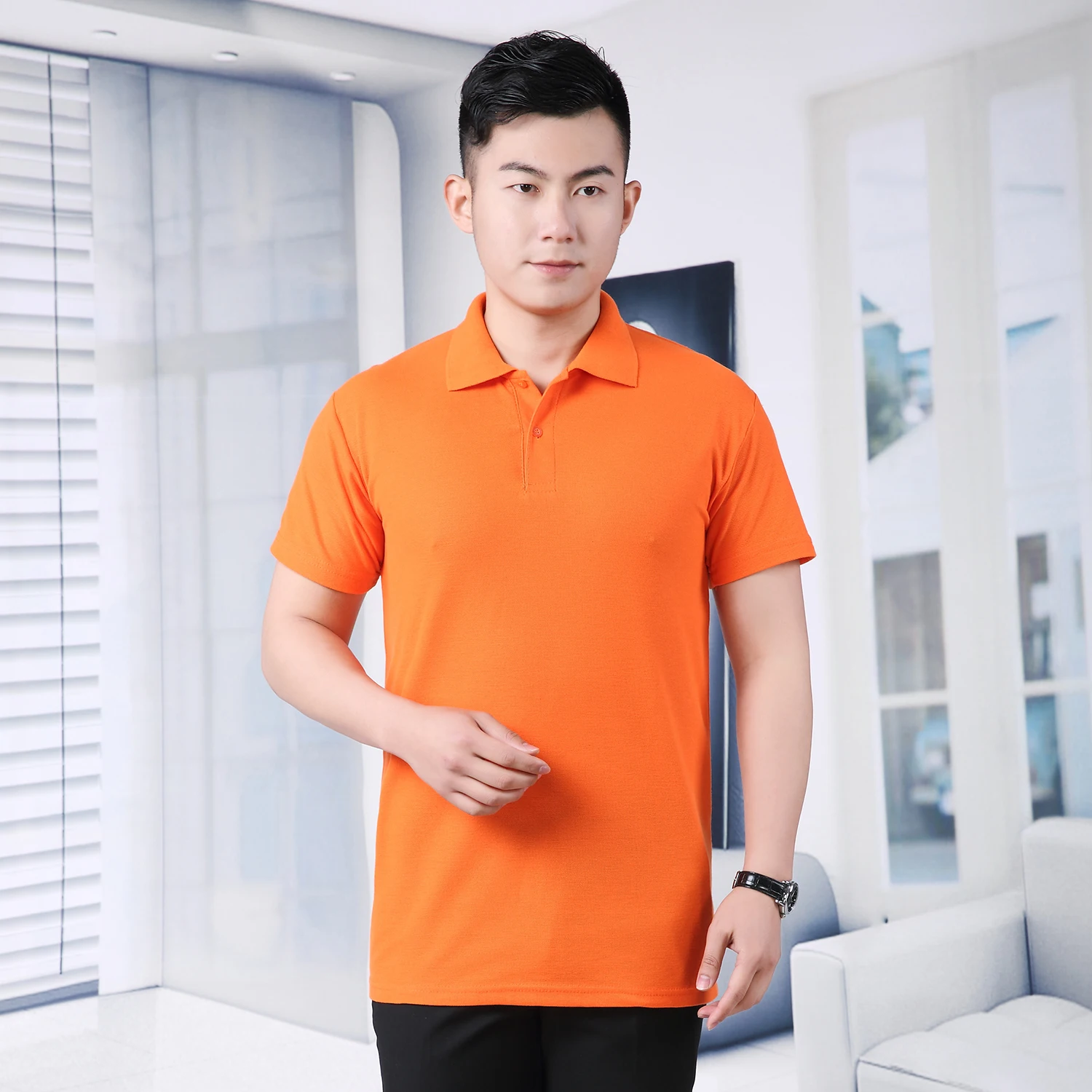 Мужская Повседневная рубашка с отложным воротником однотонная разноцветная