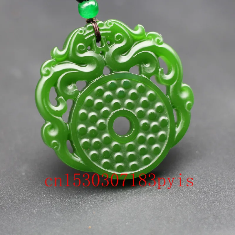 Подвеска с натуральным зеленым нефритовым драконом китайское двустороннее