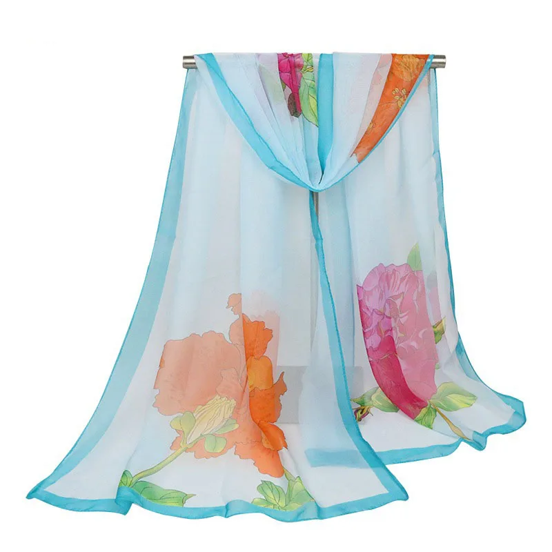 2020 новый цветок розы печать жоржет шифон шарф Шелковый квадратный хиджаб крутой